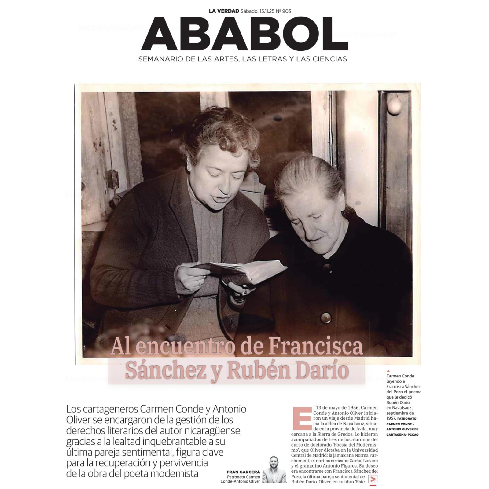 Art�culo Al encuentro de Francisca S�nchez y Rub�n Dar�o